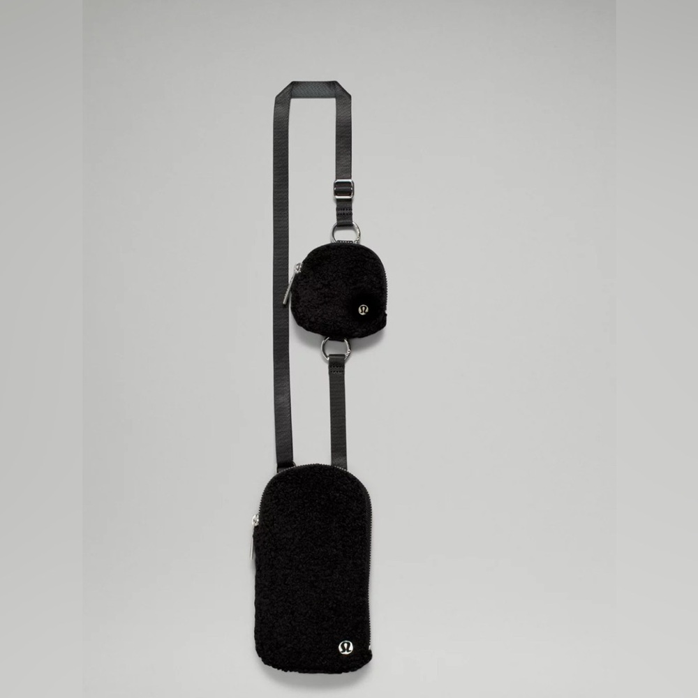 lululemon athletica Black Sherpa Crossbody Phone Case with Mini Pouch